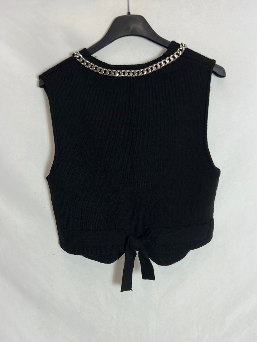 ZARA. Chaleco negro punto detalle cadena. T S