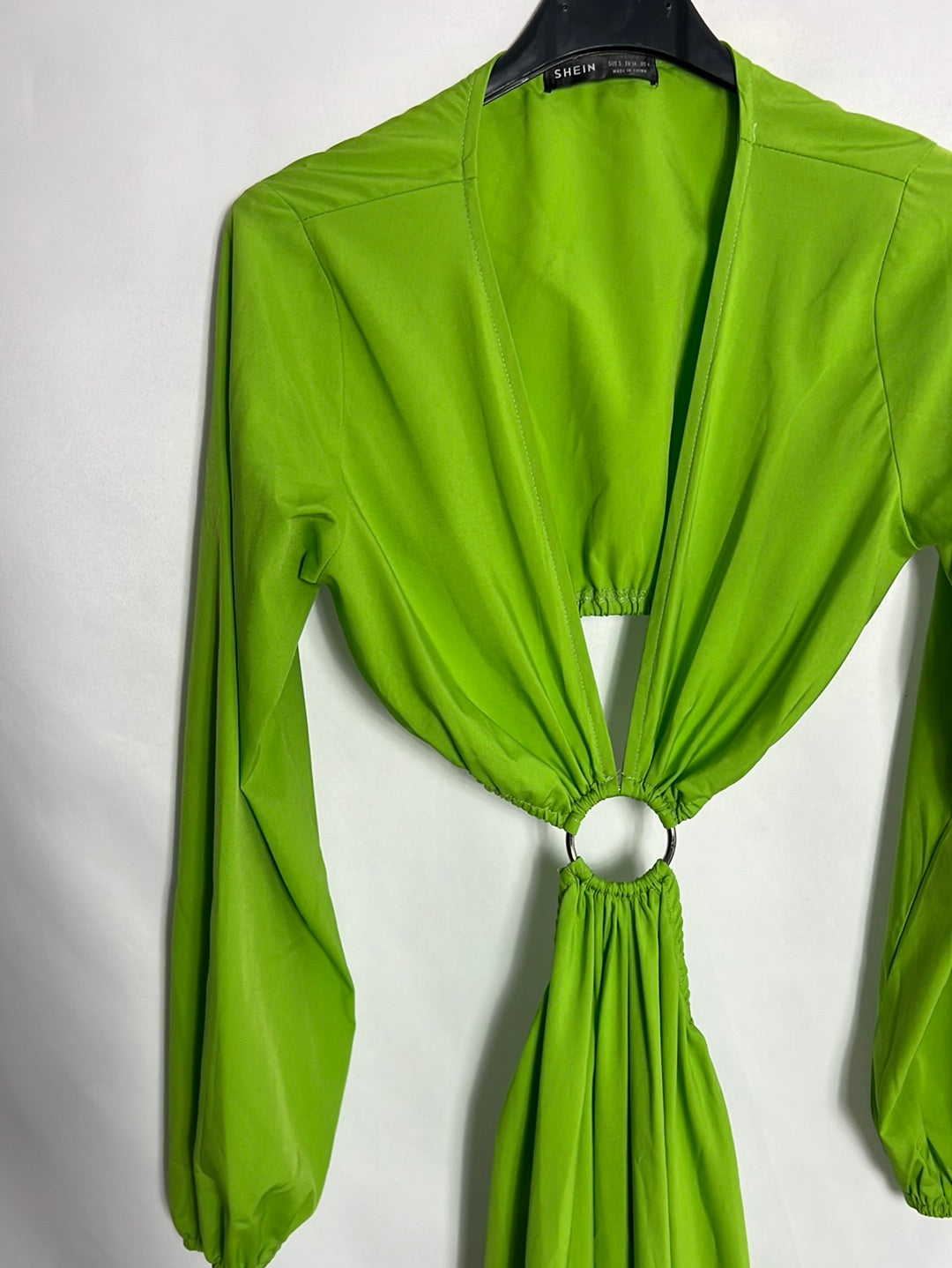 SHEIN. Vestido largo verde aperturas. T S