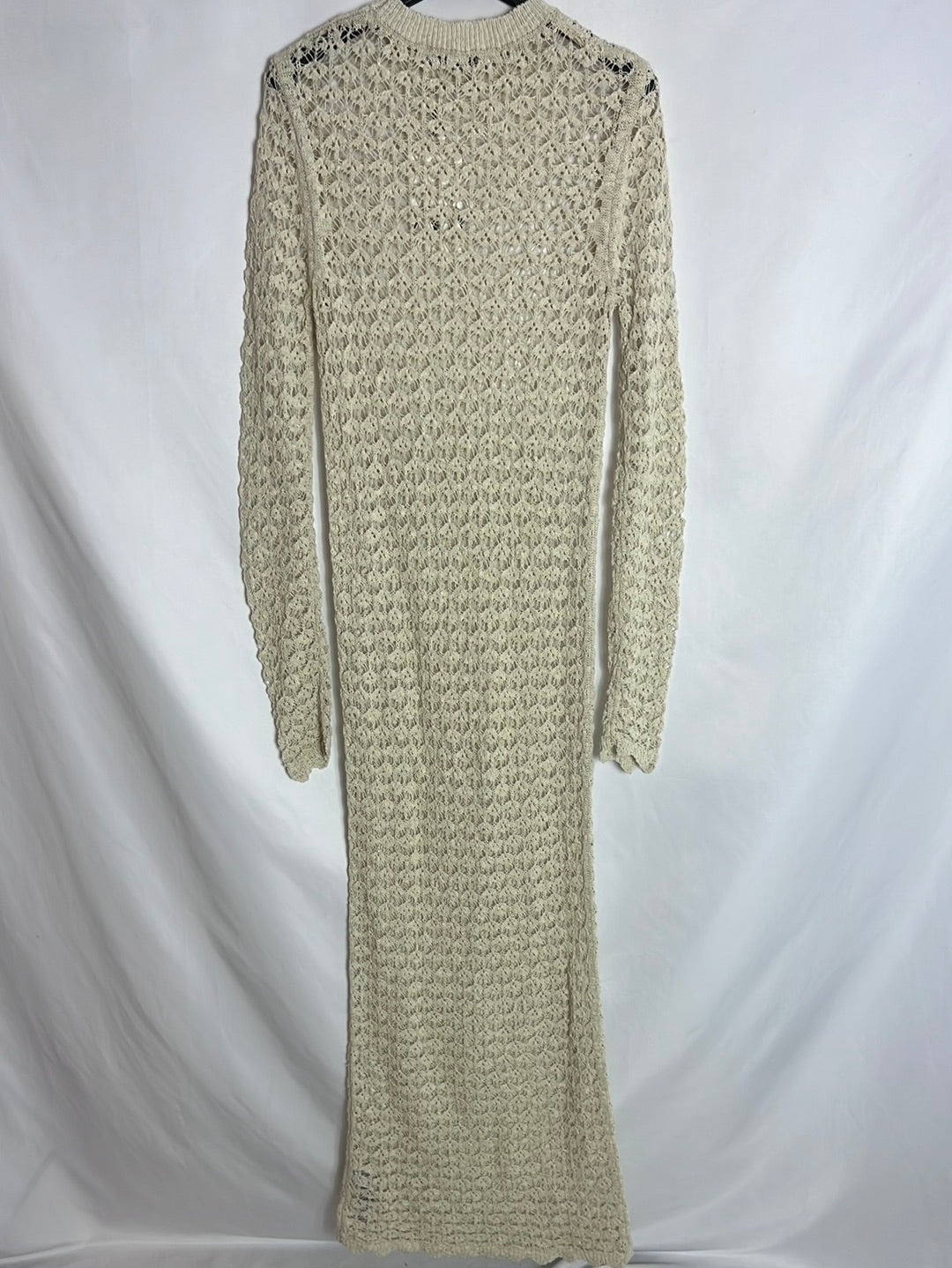 ZARA. Vestido largo crochet beige. T S