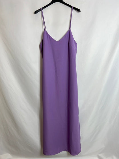 MANGO. Vestido midi recto morado. T S
