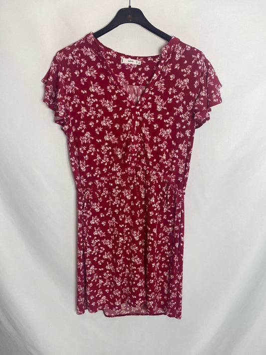 MANGO. Short-sleeved floral dress with flowers.