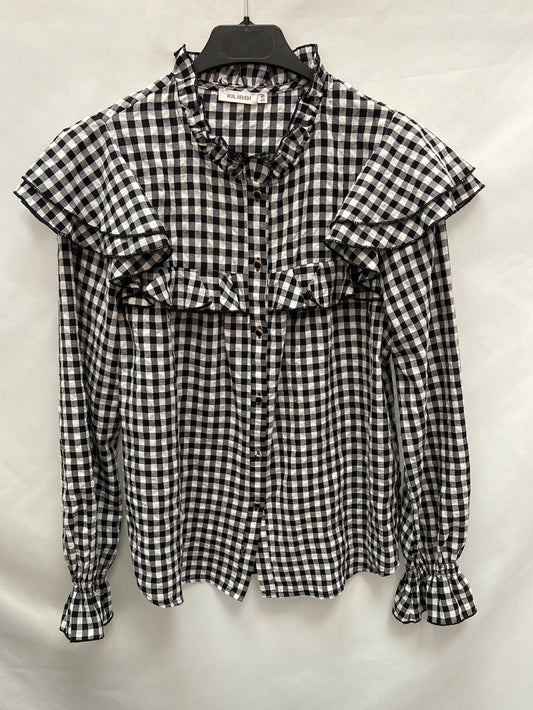 KILIBBI.Blusa cuadros volantes T.S/M