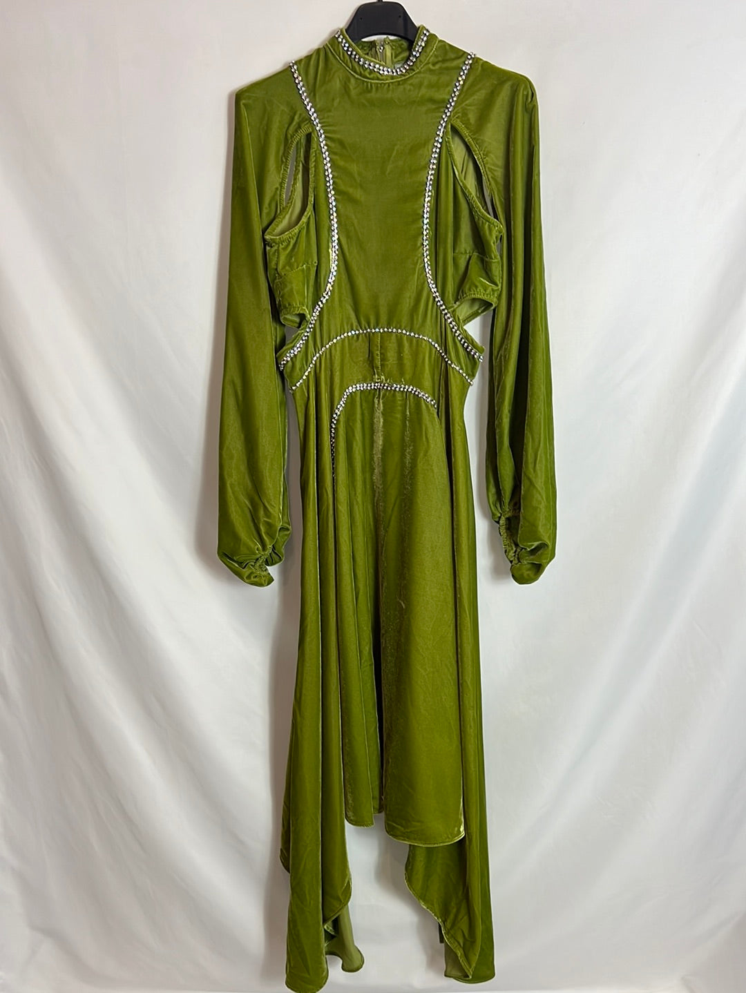 ASOS. Green velvet midi dress with cutouts. Size 34 – Hibuy market