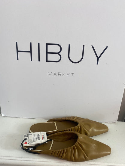 ZARA. Mules marrón polipiel. T.37