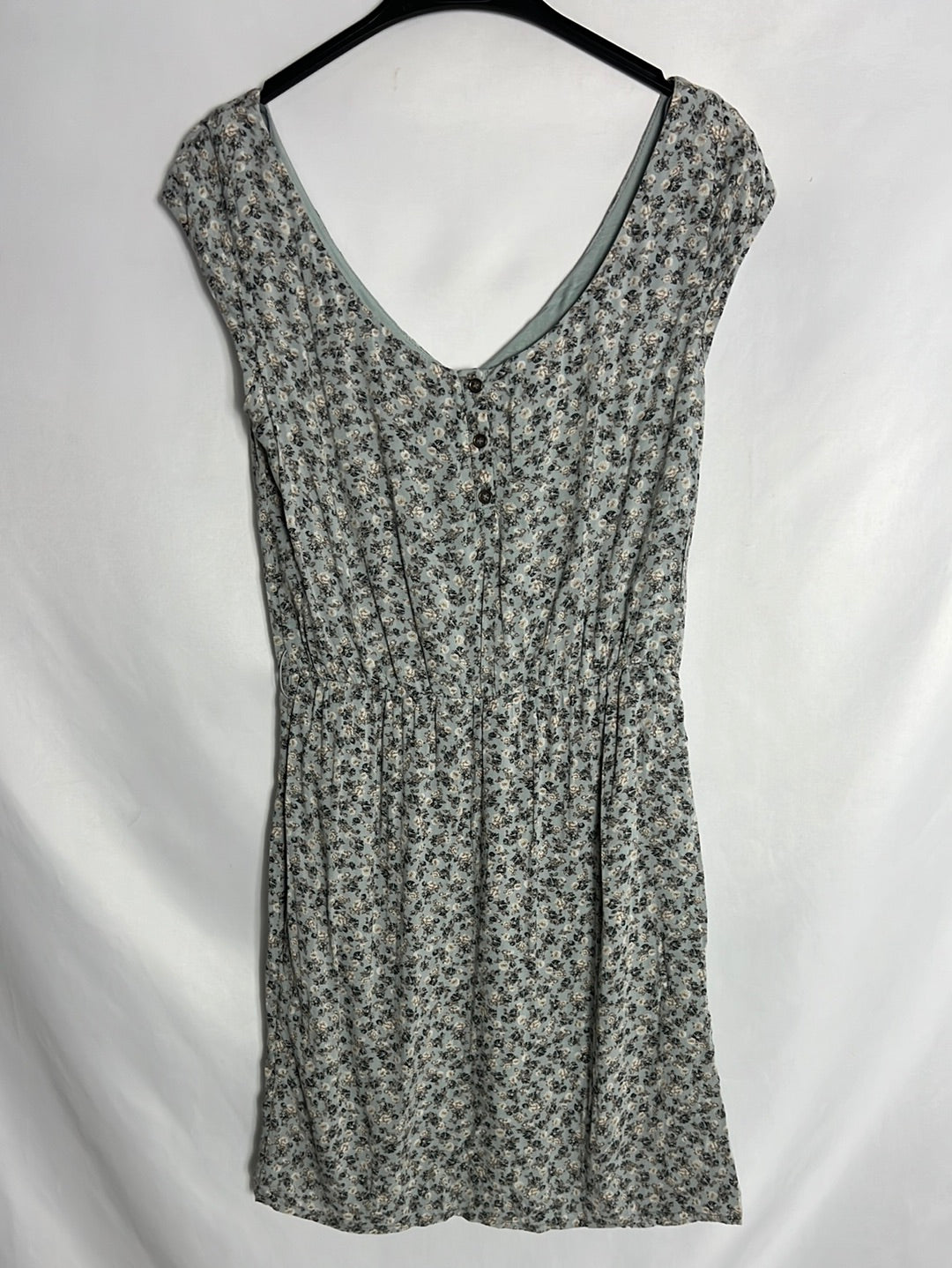 MANGO. Vestido azul claro flores. T S