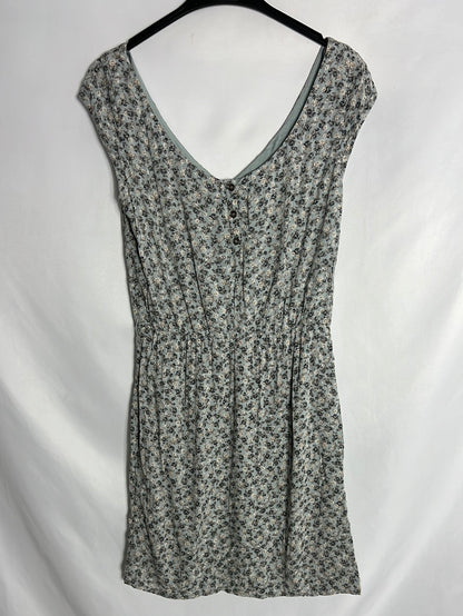 MANGO. Vestido azul claro flores. T S