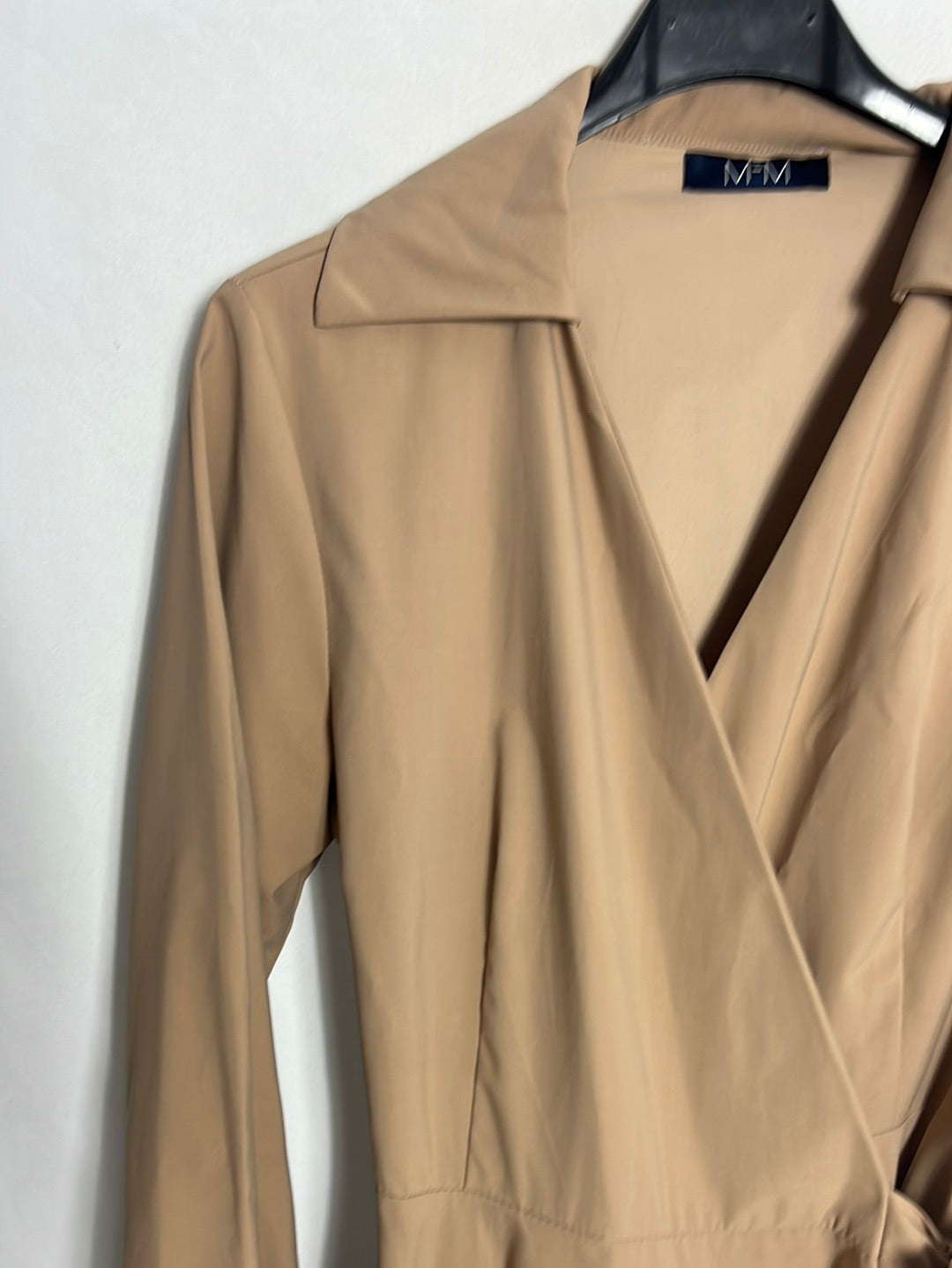 M=M. Beige trench coat-style midi dress. TS