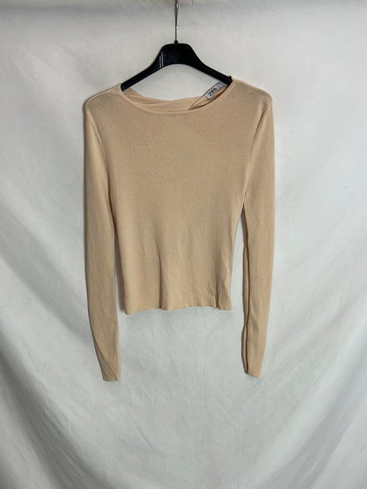 ZARA. Beige crossover back sweater. TS