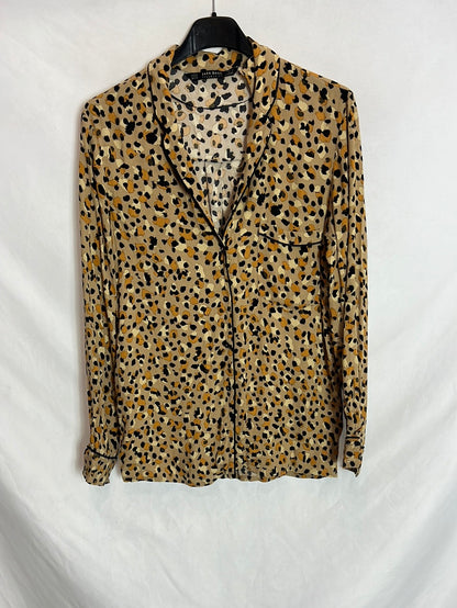 ZARA. Printed beige blouse. T XS