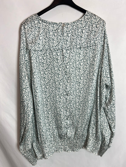 CORTEFIEL. Printed satin blouse. T XXL