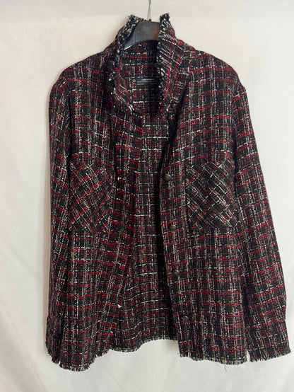 ZARA. Sobrecamisa tweed tricolor. T XL