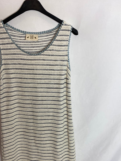 LAB. White and blue crochet midi dress. Ts