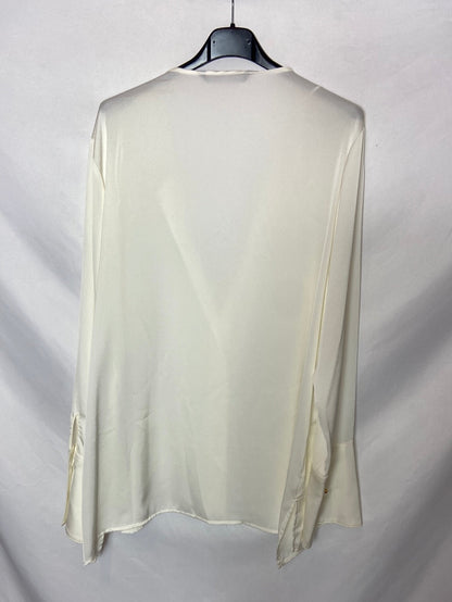 ZARA. Camisa blanca fluida manga larga T.XXL