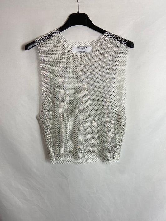 PRIMARK. Top rejilla pedrería T.M