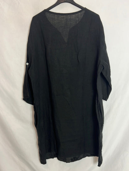OTHER. Black embroidered linen dress. Size XL