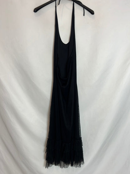 JOSEPH RIBKOFF. Vestido midi negro pedrería. T 40