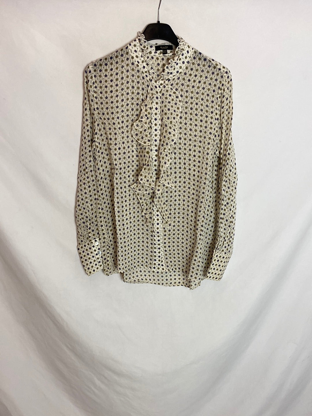 MASSIMO DUTTI. Blusa volantes estampada T.36
