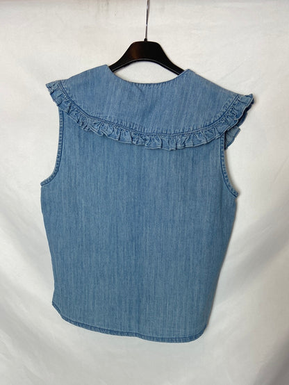 PULL&BEAR. Camisa denim cuello bebé. T.M