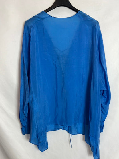 ZARA. Zara blue flowy blouse with drawstring. TL