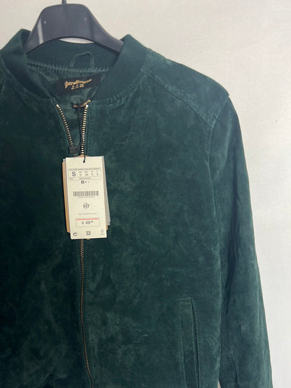 STRADIVARIUS. Chaqueta piel verde. T S