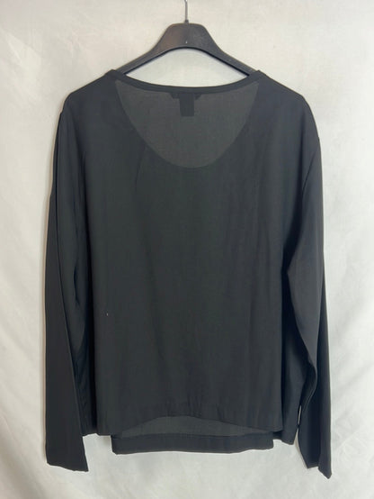 H&amp;M. Black beaded insect blouse. Size 46 (XL)