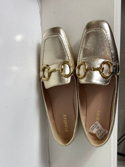 FINDLAY. Gold-tone loafers with buckle detail, size 38
