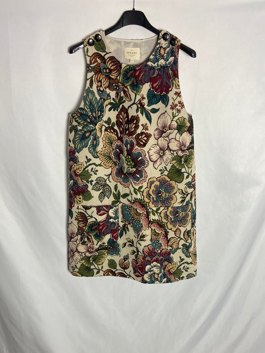 SEZANE. Textured floral dress T.34