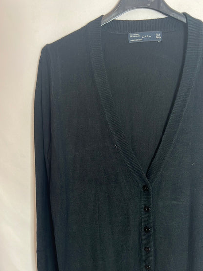 ZARA. Long black cardigan Tl