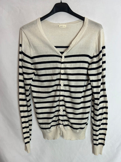 OYSHO. Cárdigan rayas azul y blanco. T M
