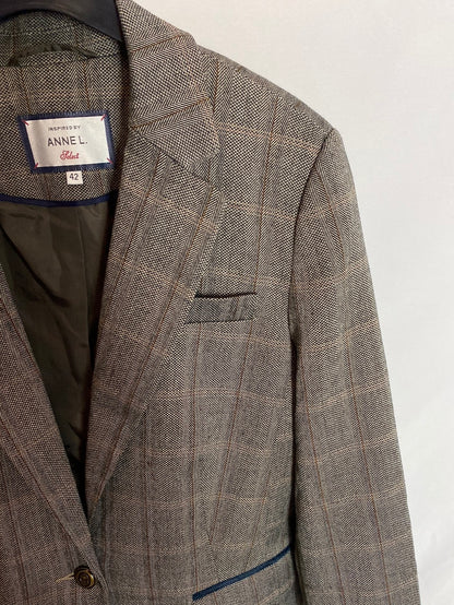 ANNE L. Blazer estampado con coderas de terciopelo. T.XL