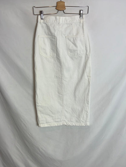 ASOS. Falda midi denim blanco. T 8 (36)