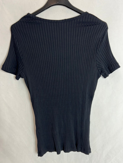 CORTEFIEL. Blue ribbed T-shirt, size 42