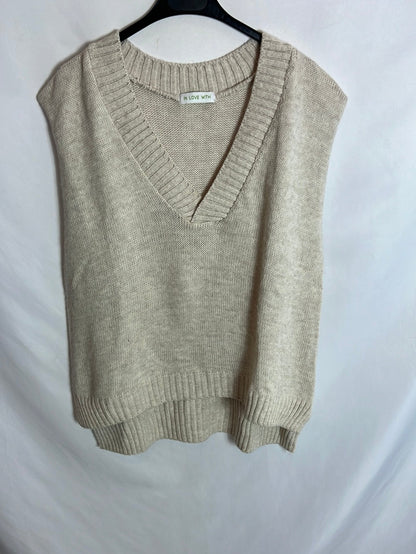 OTRAS. Chaleco oversized beige. T.u(m)