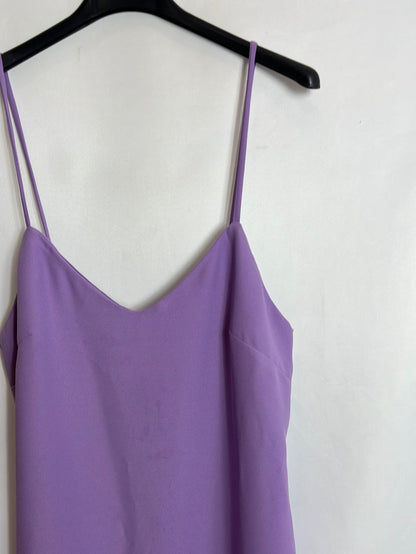 MANGO. Vestido midi recto morado. T S
