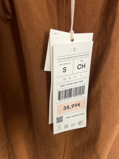 OYSHO. Vestido marrón espalda abierta. T.S