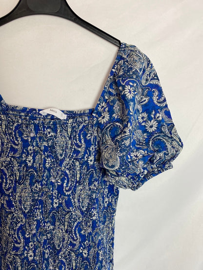 MANGO. Vestido estampado mangas farol. T.S