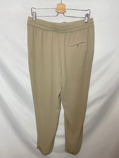 ZARA. Pantalón fluido beige T. XL