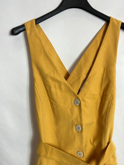 MANGO. Vestido corto abotonado mostaza claro. T XS