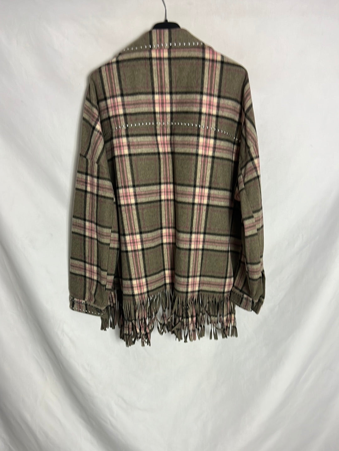 ZARA. Checked jacket with fringes. TL