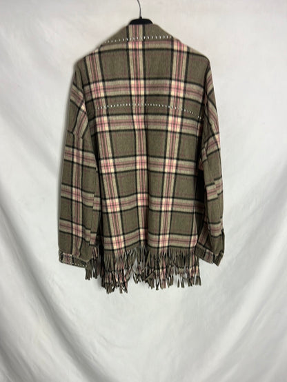 ZARA. Checked jacket with fringes. TL