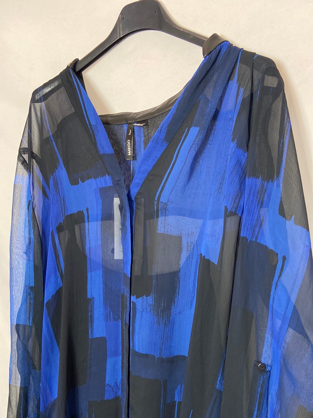 MANGO. Blue and black printed dress, size XL