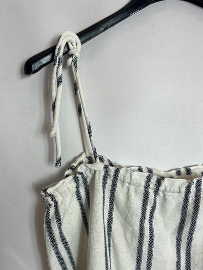 MANGO. Top textura rayas blanco y azul. T M