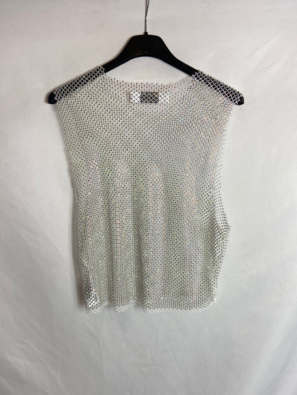 PRIMARK. Top rejilla pedrería T.M