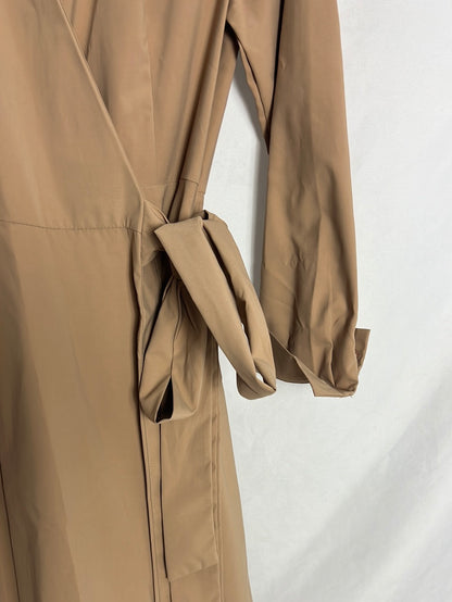 M=M. Beige trench coat-style midi dress. TS
