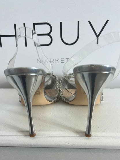 TULIPANO. Sandalia plateada pedrería. T 38