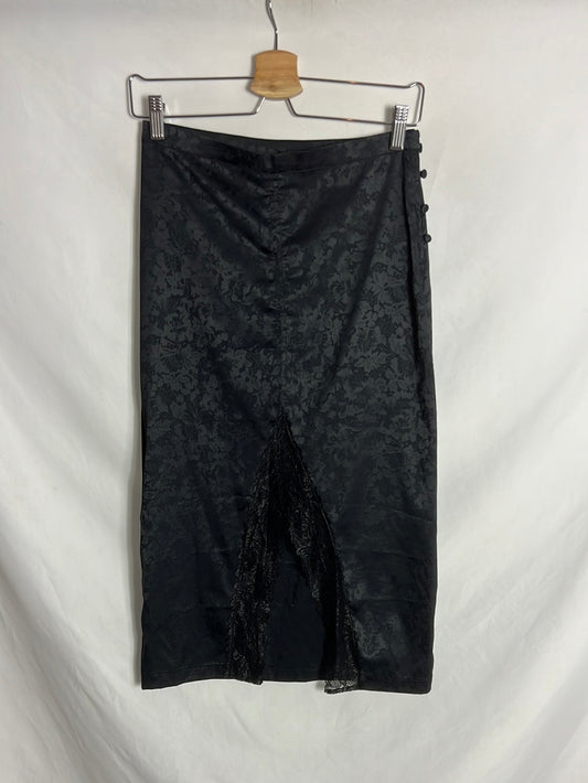 INTIMATELY. Falda midi negra estampada. T S