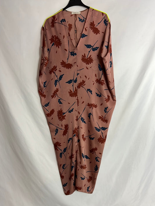 PEPERONI BAND. Pale pink floral print dress. TS/M (tara)