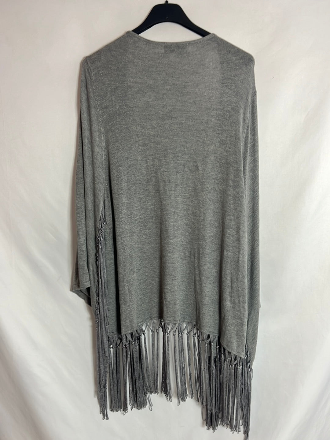 LAETITIA MEM. Cárdigan flecos gris. T M