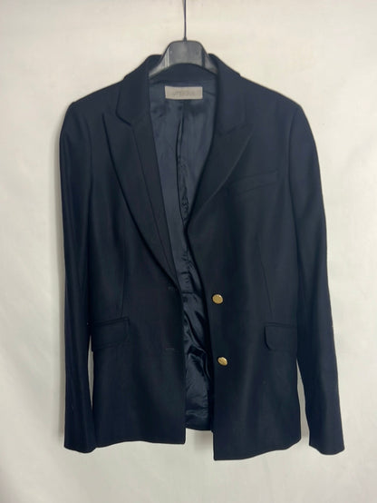 UTERQÜE. Blazer azul lana botones dorados. T 38