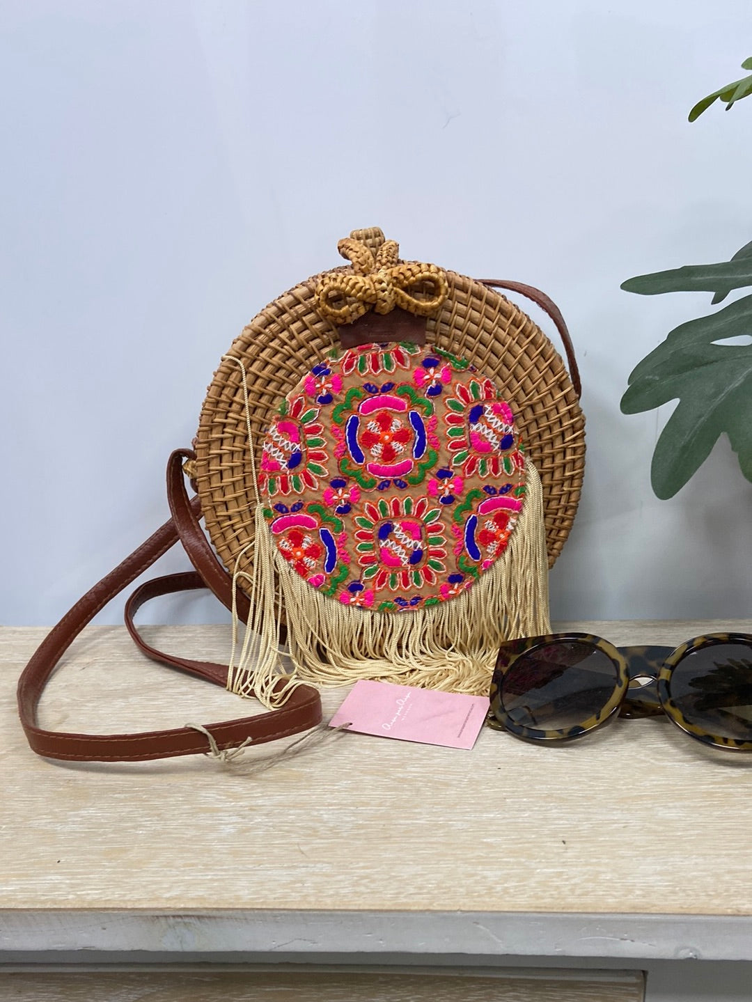 ANSA PER ANSA MENORCA.Bolso mimbre redondo